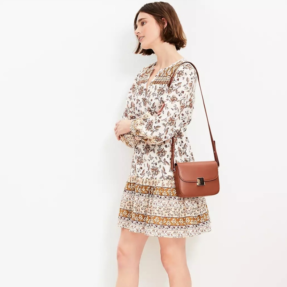 Ann‎ Taylor Loft Floral Pleated Flounce Mini Dress